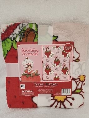 Strawberry Shortcake Pink & Red Travel Blanket by